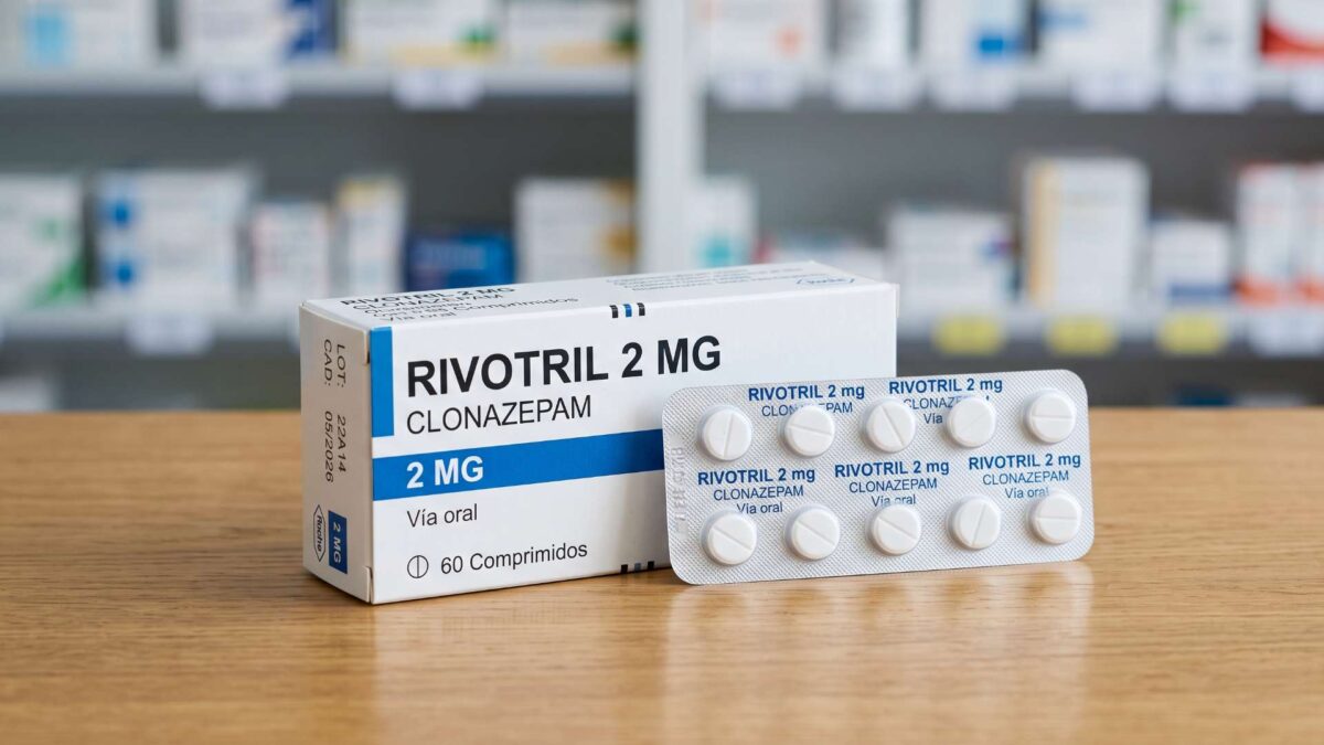 ¿Se puede comprar Rivotril sin receta? 3 Caja y blister de Rivotril clonazepam de dos miligramos sobre el mostrador de una farmacia